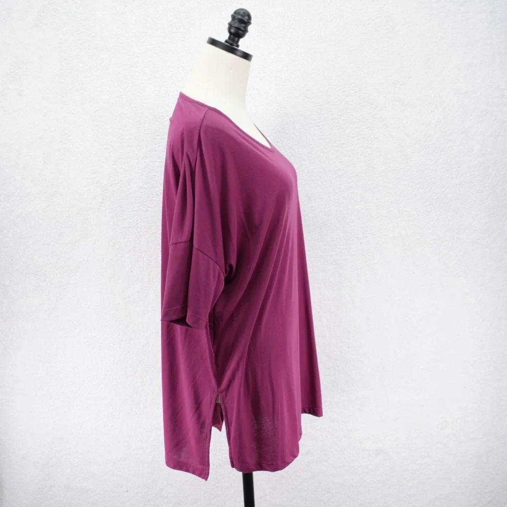 Nike Oversized‎ T-shirt Short Sleeve Top Scoop Neck Purple -2XL- Polyester Rayon